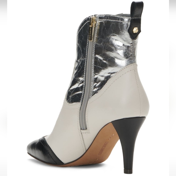 Vince Camuto Saiovell Leather Ankle Cowboy Heeled Mini Boot Leather Foiled #642 - Picture 4 of 16